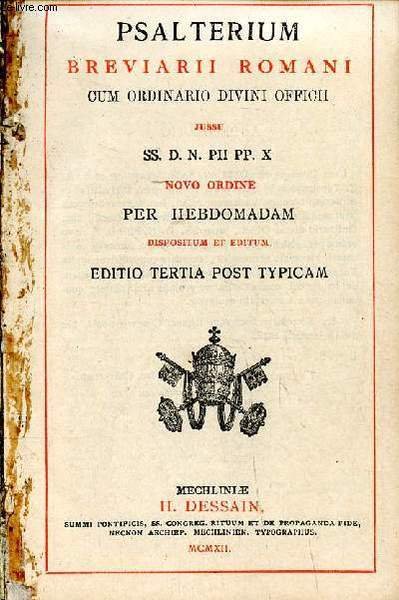 Psalterium breviarii romani cum ordinario divini officii
