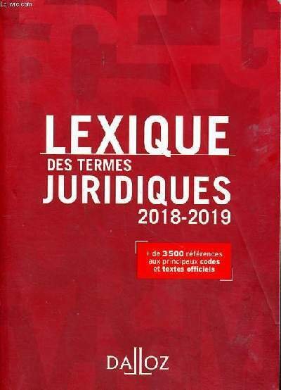Lexique des terms juridiques 26è édition 2018-2019