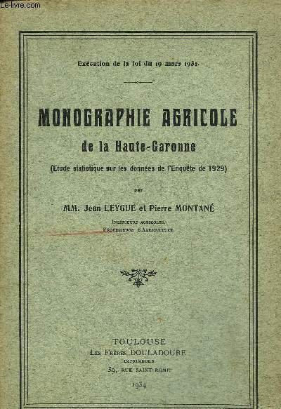 MONOGRAPHIE AGRICOLE DE LA HAUTE GARONNE (ETUDE STATISTIQUE SUR LES …
