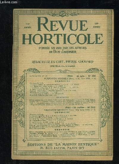 LA REVUE HORTICOLE 1944 N° 2111 - Chronique horticole.Les arbres …