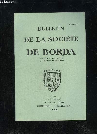 BULLETIN DE LA SOCIETE DE BORDA N° 399 - La …