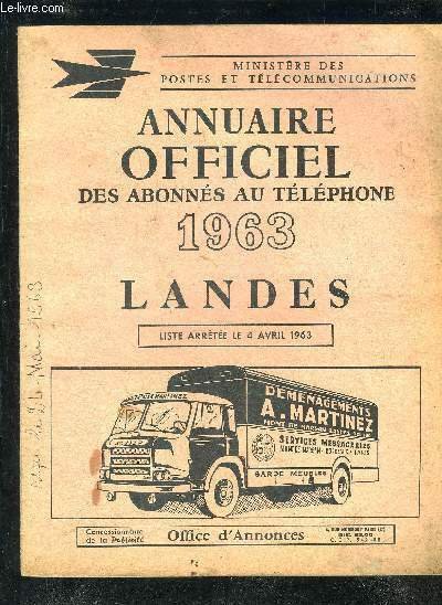 ANNUAIRE OFFICIEL DES ABONNES AU TELEPHONE 1963 - LANDES - …