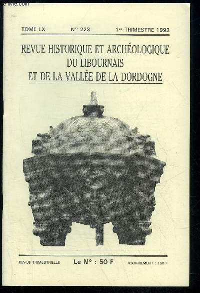 REVUE HISTORIQUE ET ARCHEOLOGIQUE DU LIBOURNAIS ET DE LA VALLEE … | Immagine principale