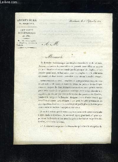 RETRAITE ECCLESIATIQUE DE 1821