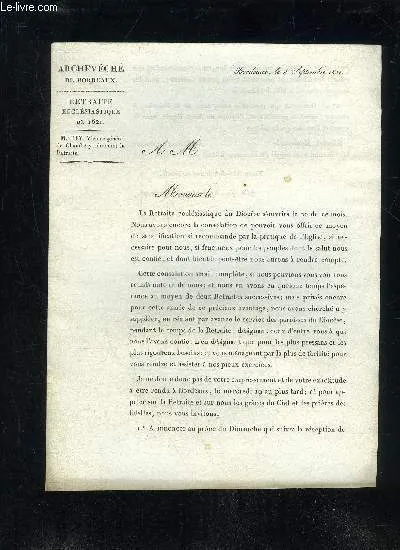 RETRAITE ECCLESIATIQUE DE 1821 | Immagine principale