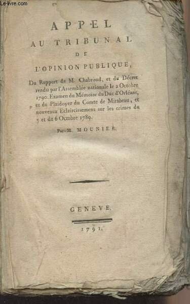 Appel au tribunal de l'opinion publique, du rapport de M. … | Immagine principale