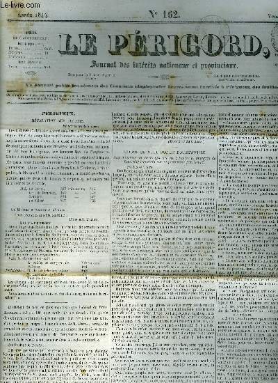LE PERIGORD JOURNAL DES INTERETS NATIONAUX ET PROVINCIAUX N°162 1844 … | Immagine principale