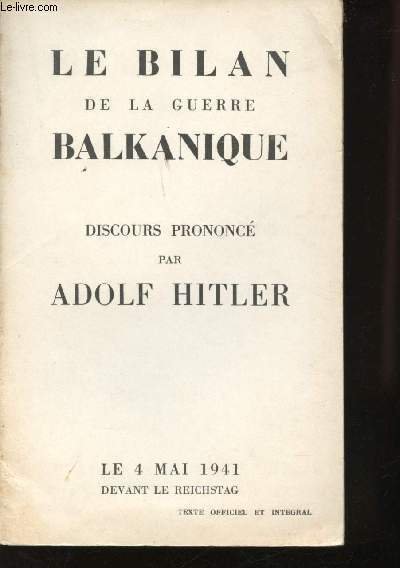Le bilan de la guerre balkanique. Discours prononcé par Adolf …