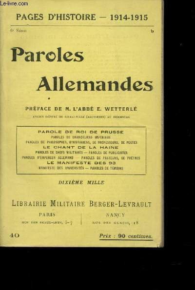 Paroles Allemandes - Parole de Roi de Prusse - LE …