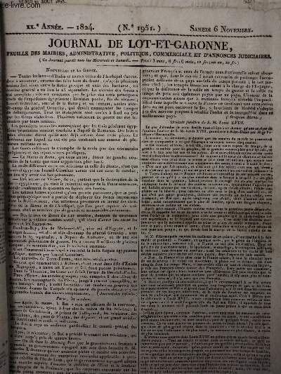 Journal de Lot-et-Garonne, feuille des mairies, administrative, politique, commerciale et … | Immagine principale