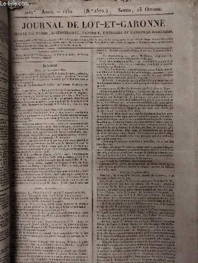 Journal de Lot-et-Garonne, feuille des mairies, administrative, politique, commerciale et …