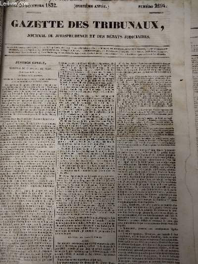 Gazette des Tribunaux - 8e année, n°2294, Jeudi 20 déc. … | Immagine principale