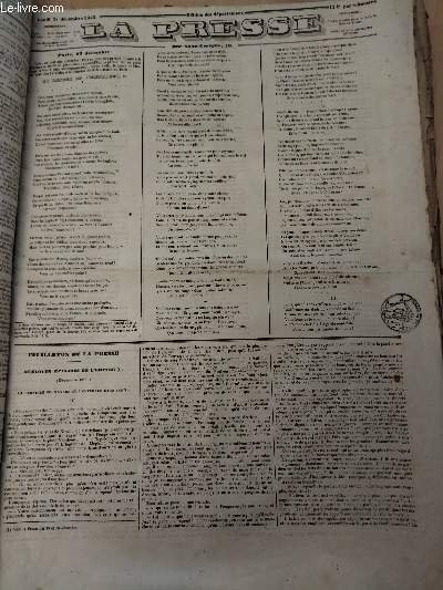 La Presse, Edition des départemens - Lundi 14 décembre 1840 …