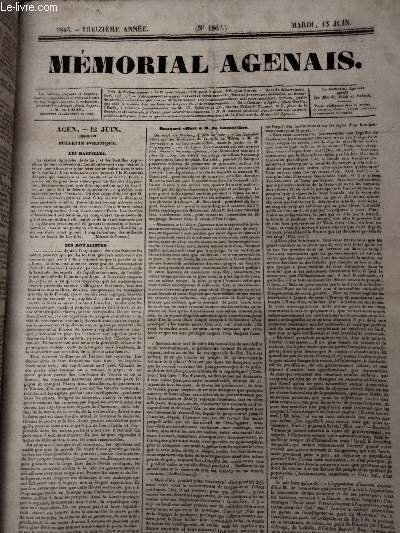 Mémorial Agenais, 13e année - 1843, n°1864 - Mardi 13 … | Immagine principale