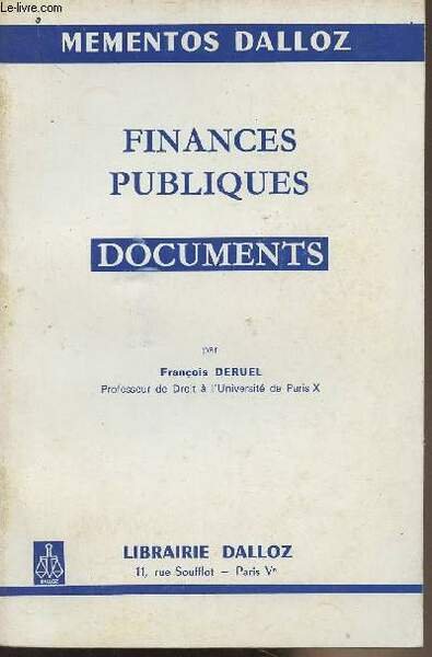 Finances publiques, documents - "Mémentos Dalloz" n°179 | Immagine principale