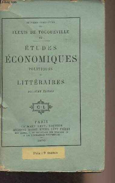 Etudes économiques politiques et littéraires - "Oeuvres complètes de Alexis … | Immagine principale
