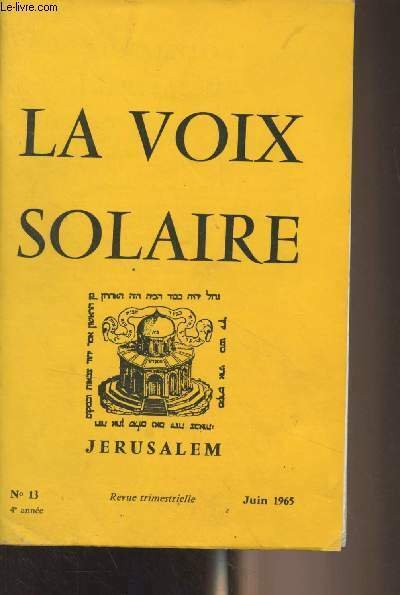 La Voix Solaire n°13 - 4e année, juil 1965 - … | Immagine principale