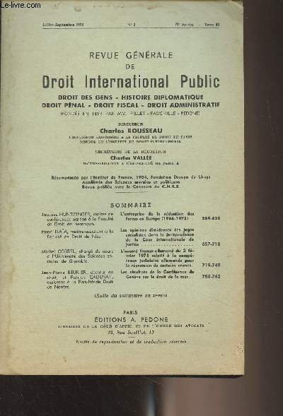 Revue générale de droit international public - Tome 80 - … | Immagine principale