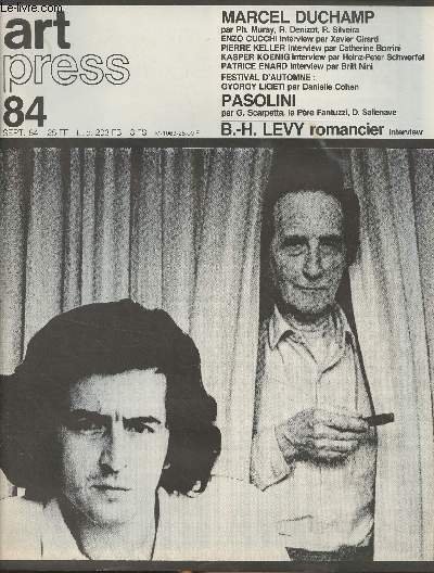Art Press n°84 Sept. 84 - La religion sexuelle de Marcel Duchamp - Ainsi font, font, font - "In absentia (M.D.)" de Regina Silveira - Enzo Cucchi innocence et mémoire - Lieux hantés par Pierre Keller - Denis Doria l'héroïsme de la post-modernité - Les éla