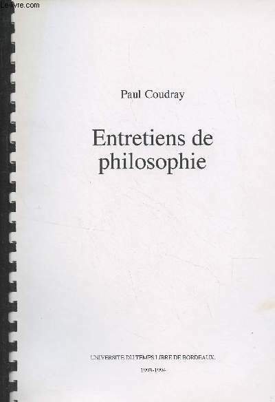 Entretiens de philosophie | Immagine principale
