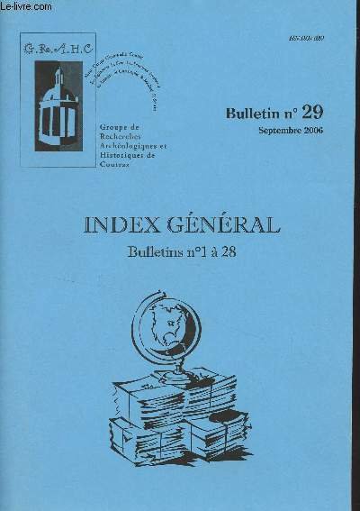 GRAHC Bulletin N°29 - Septembre 2006 - Index général, bulletins …
