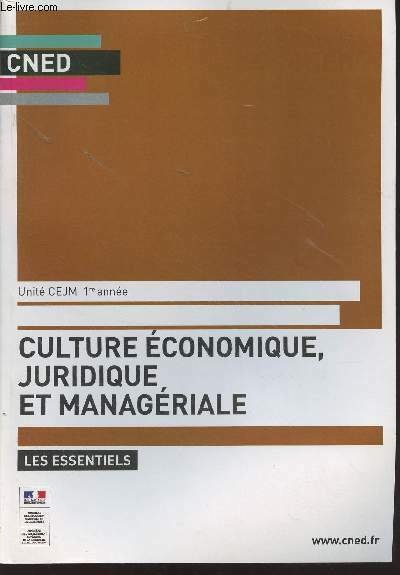 CNED : Culture économique, juridique et managériale, les essentiels - … | Immagine principale