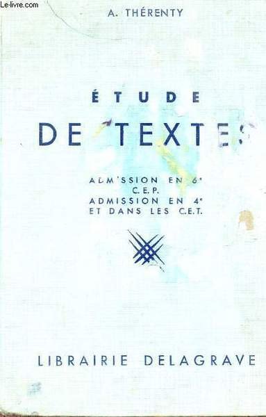 ETUDE DE TEXTES - ADMISSION EN 6� - C.E.P. - …