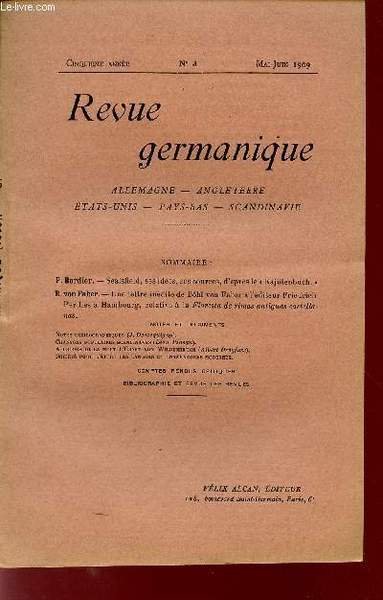 REVUE GERMANIQUE / ALLEMAGNE - ANGLETERRE - ETATS-UNIS - PAYS-BAS …