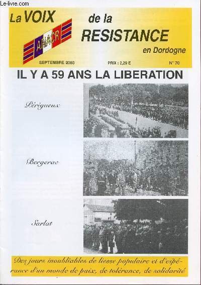 LA VOIX DE LA RESISTANCE EN DORDOGNE / N�70 - … | Immagine principale