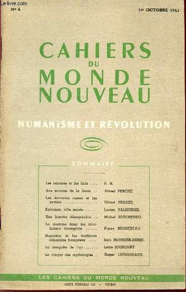 CAHIERS DU MONDE NOUVEAU / HUMANISME ET REVOLUTION / N� … | Immagine principale