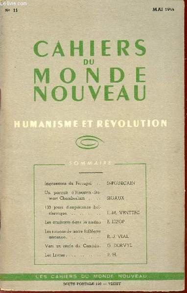 CAHIERS DU MONDE NOUVEAU / HUMANISME ET REVOLUTION / N� … | Immagine principale