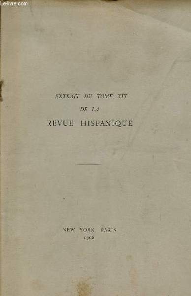 EXTRAIT DU TOME XIX DE LA REVUE HISPANIQUE . | Immagine principale