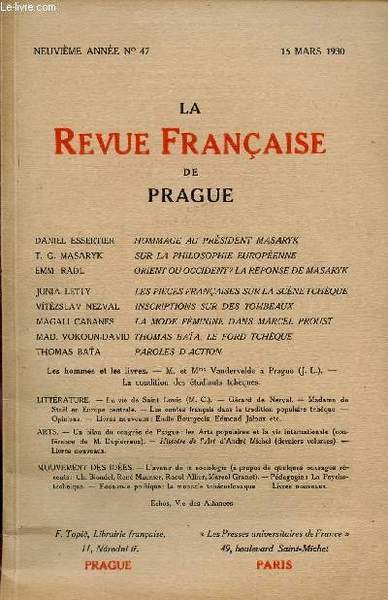 LA REVUE FRANCAISE DE PRAGUE / 9�me ANNEE / N� … | Immagine principale