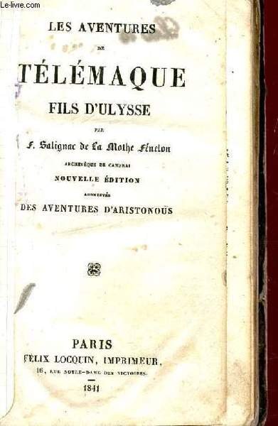 LES AVENTURES DE TELEMAQUE, FILS D'ULYSSE. | Immagine principale