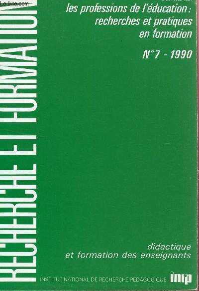 RECHERCHE ET FORMATION / N�7 - 1990 / LES PROFESSIONS … | Immagine principale