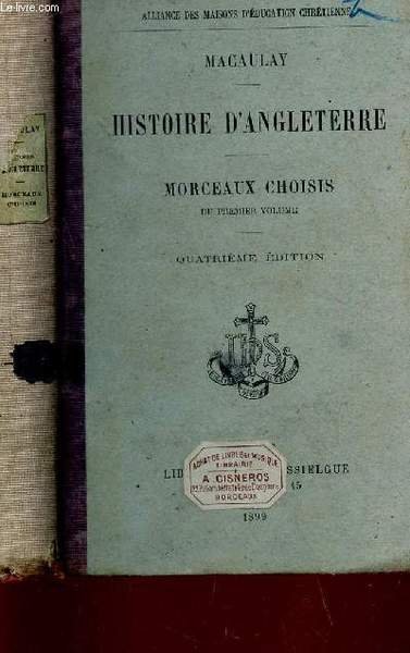 HISTOIRE D'ANGLETERRE- MOCREAUX CHOISIS DU PREMIER VOLUME / QUATRIEME EDITION. | Immagine principale