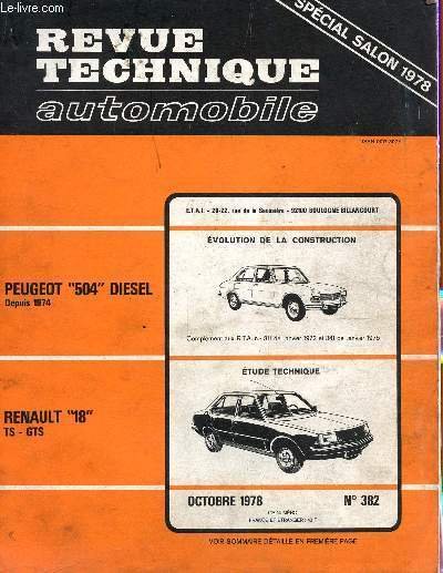 REVUE TECHNIQUE AUTOMOBILE / 382 - OCTOBRE 1978 / SPECIAL …