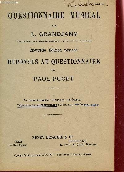 QUESTIONNAIRE MUSICAL - REPONSES AU QUESTIONNAIRE PAR PAUL PUGET.