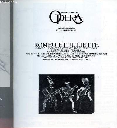 PLAQUETE DU THEATRE NATIONAL DE L'OPERA / ROMEO ET JULIETTE …