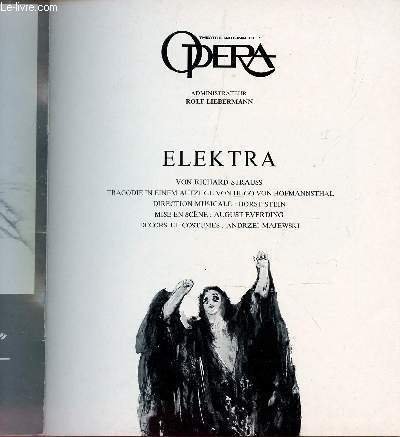 PLAQUETE DU THEATRE NATIONAL DE L'OPERA / ELEKTRA, VON RICHARD STRAUSS .