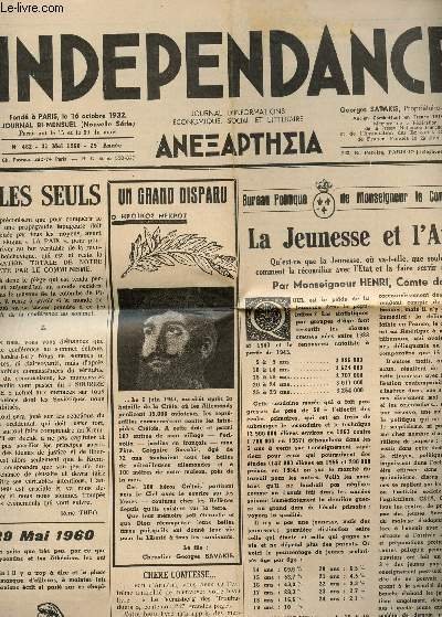 INDEPENDANCE - N�482 - 31 MAI 1960 / NOUS SOMMES …