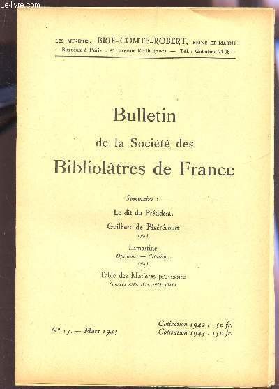 BULLETIN DE LA SOCIETE DES BIBLIOLATRES DE FRANCE / N�13 … | Immagine principale
