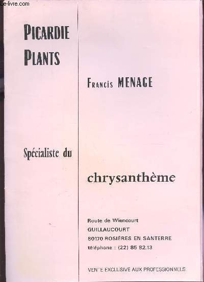 FASCICULE TARIFAIRE - SPECIALISTE DU CHRYSANTHEME - ANNEE 1980.