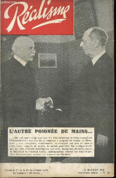 REALISME - 15 JUILLET 1950 - 2e ANNEE - N�38 …