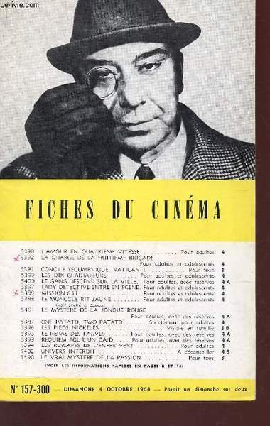 FICHES DU CINEMA - N�157-300 - 4 octobre 1964 / … | Immagine principale