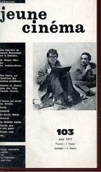JEUNE CINEMA - N�103 - juin 1977 / "la question" … | Immagine principale