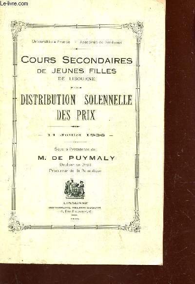 DISTRIBUTION SOLENNELLE DES PRIX - 11 JUILLET 1936 / COURS …