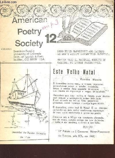 AMERICAN POETRY SOCIETY - N�12 / ES IST EINIGES DRAUF …