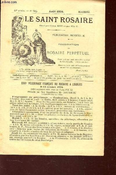 LE SAINT ROSAIRE - 43e ANNEE - N�509 - aout 1934 - BIARRITZ.