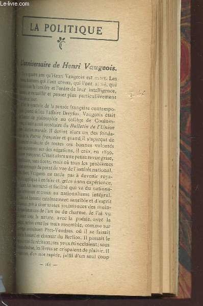 ESSAIS CRITIQUES / L'anniversaire de Henri Vaugeois / Les enseignements de Berlin / Le reve en CroixFux et reflux L'animateur / Au cirque d'Hiver - concerts Colonne . / Shakespeare est il tabou? / REVUE DES REVUES.